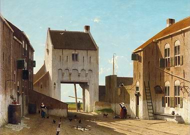 Dutch Courtyard Scene with Figures