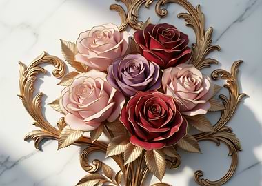 Ornate Gold Frame with Roses