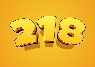 Yellow 3D Numbers 218