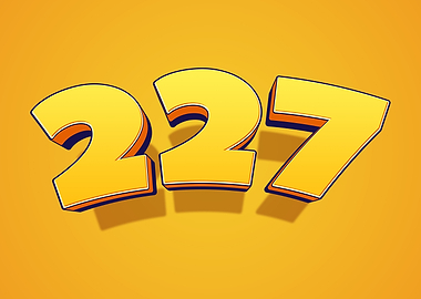 Yellow 3D Numbers 227