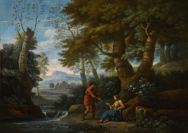Pastoral Scene with Figures by a Stream