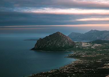 Coastal Mountain Landscape at Dusk