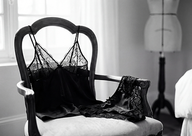 Black lace lingerie on a chair