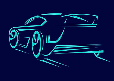 Stylized Cyan Sports Car Silhouette