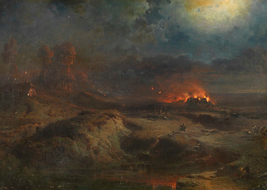 Landscape with Burning Village