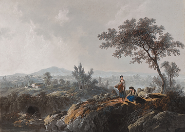 Pastoral Landscape with Figures and Sheep