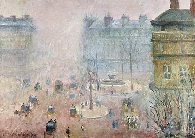 Parisian Street Scene in Fog