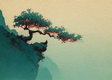 Bonsai tree on a cliff