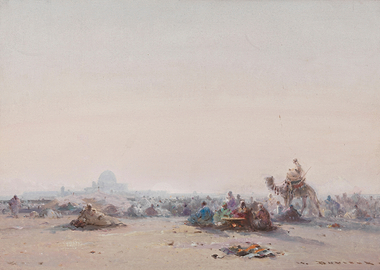 Desert Scene with Camel and Figures