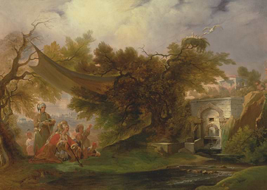 Pastoral Scene with Figures and Storks