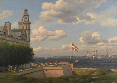 Naval Battle Scene with Castle