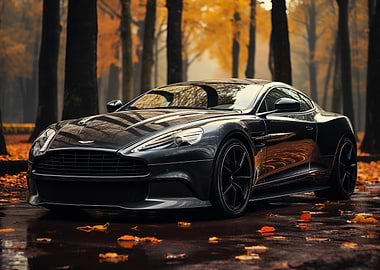 Luxury car in autumn forest