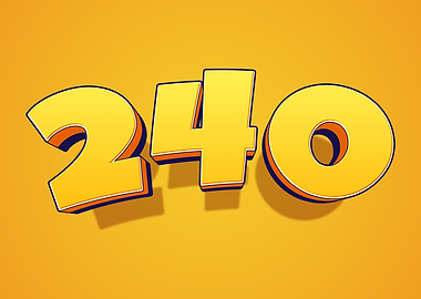 3D Yellow Numbers 240