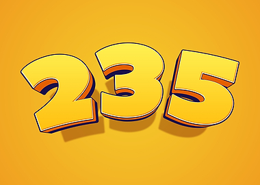 Number 235 in 3D Yellow Font