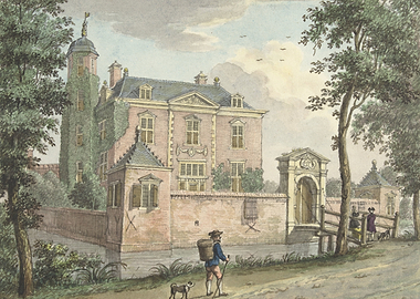 Watercolor painting of a historic estate