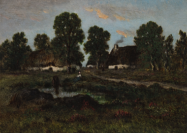 Rural Landscape with Thatched Cottages