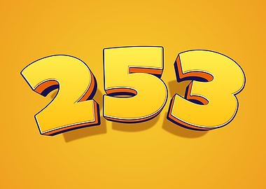 3D Yellow Numbers 253