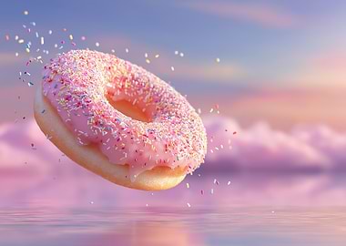 Pink Frosted Donut with Sprinkles