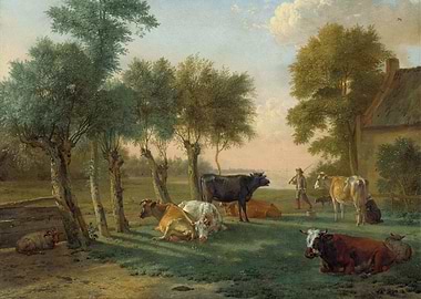 Pastoral Scene with Cattle and Shepherd