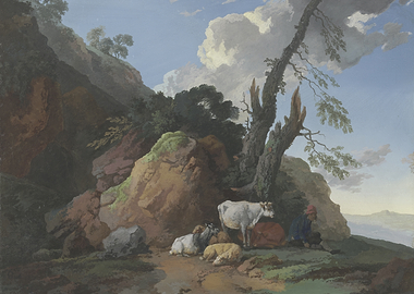Pastoral Landscape with Shepherd and Animals