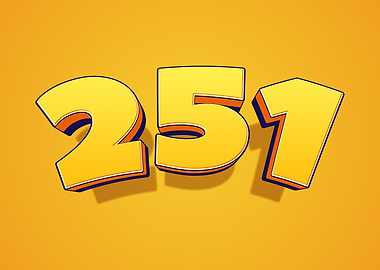 Number 251 in 3D Yellow Font