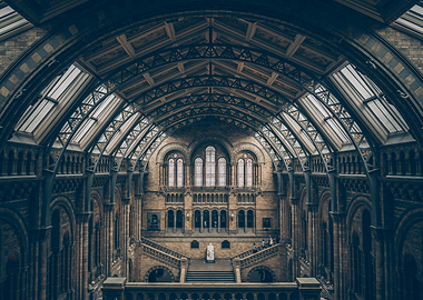 London Grand Museum Interior with Arched Ceiling