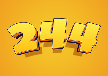 Yellow 3D Numbers 244