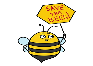 Cute Bee Holding Save the Bees Sign