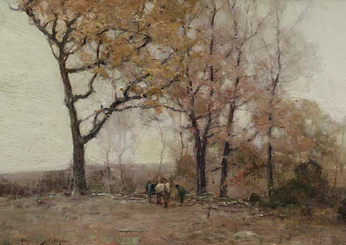 Autumn Landscape with Figures and Horses