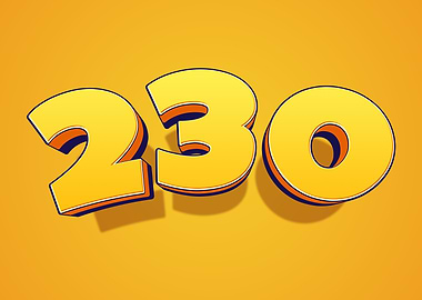 3D Yellow Numbers 230