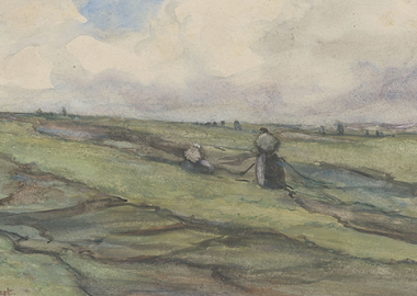 Rural Field with Workers