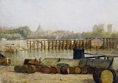 Parisian River Scene with Construction