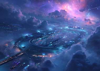 Futuristic Cityscape in the Clouds