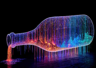 Abstract Digital Bottle with Flowing Light