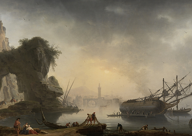 Seascape with Ships and Figures