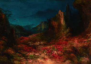 Underwater Landscape with Coral and Fish