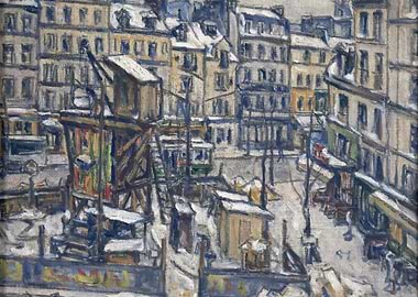 Parisian Street Scene in Winter