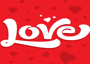 Love text with hearts