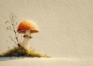 Mushroom on mossy ground
