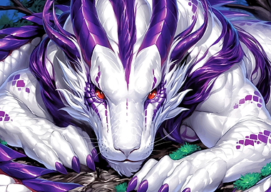 White Dragon with Purple Accents
