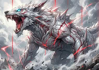 Fierce White Wolf Creature