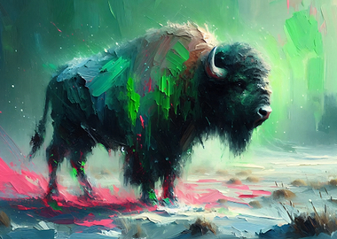 Abstract Bison Painting