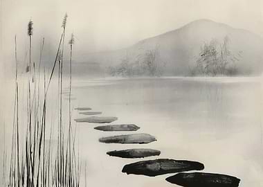 Stepping Stones Across a Misty Lake