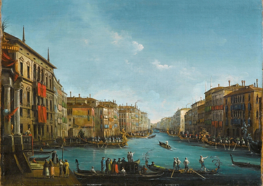Venice Canal with Gondolas and Buildings