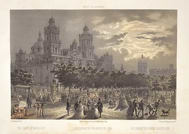 Moonlit Mexican City Scene