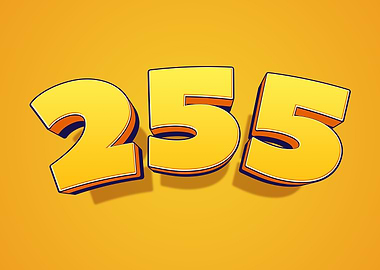 Vibrant 3D Number 255 - Bold Yellow Pop Art Typography