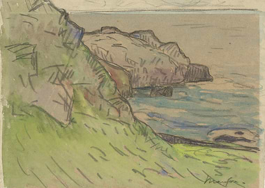 Coastal Cliffs and Sea Sketch