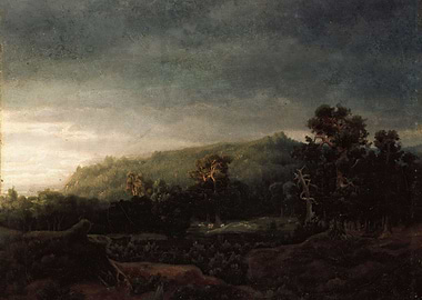 Stormy Landscape with Forest and Hills