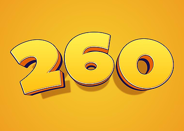 3D Yellow Numbers 260