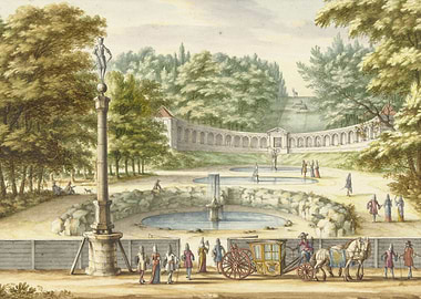 Baroque Garden with Carriage and Fountain